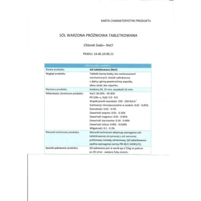 Sól do systemów uzdatniania wody 25 kg